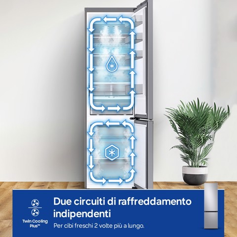 Samsung Frigorifero Combinato EcoFlex AI 2m 387L RB38C607AS9