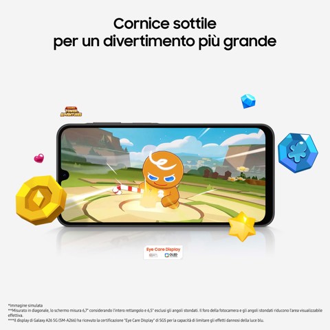 Samsung Galaxy A26 5G, Smartphone con Funzioni intelligenti, Display Super AMOLED 6.7”, 8GB RAM, 256GB, Batteria 5.000 mAh, memoria espandibile, Mint