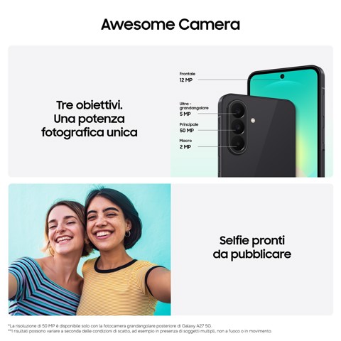 Samsung GALAXY A27 5G 17 cm (6.7") Doppia SIM Android 16.0 USB tipo-C 6 GB 128 GB 5000 mAh Blu