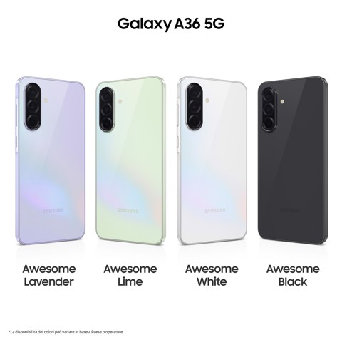 Samsung Galaxy A36 5G, Smartphone con Funzioni intelligenti, Display Super AMOLED 6.7”, 6GB RAM, 128GB, Camera 50MP, Batteria 5.000 mAh, IP67, Awesome Lime
