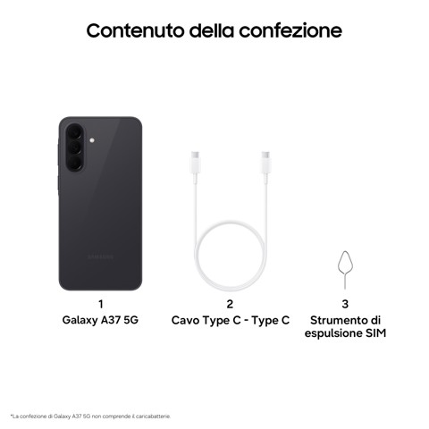 Samsung Galaxy A37 5G 17 cm (6.7") Doppia SIM Android 16.0 USB tipo-C 6 GB 128 GB 5000 mAh Antracite