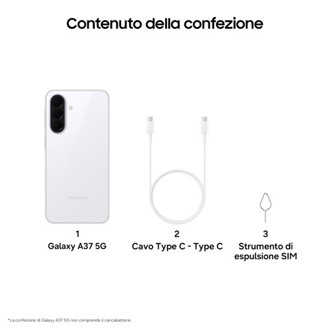 Samsung Galaxy A37 5G 17 cm (6.7") Doppia SIM Android 16.0 USB tipo-C 8 GB 256 GB 5000 mAh Bianco