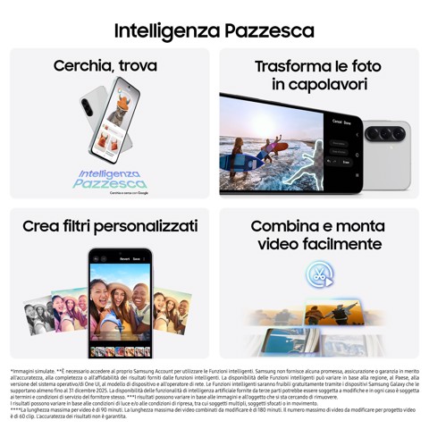 Samsung Galaxy A56 5G, Smartphone con Funzioni intelligenti, Display Super AMOLED 6.7”, 8GB RAM, 128GB, Camera 50MP, Batteria 5.000 mAh, IP67, Awesome Lightgray
