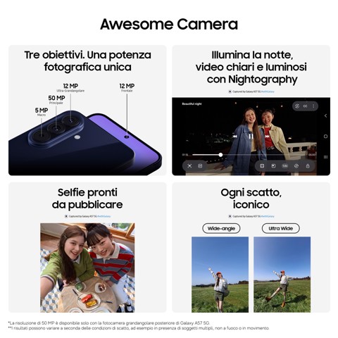 Samsung Galaxy A57 5G 17 cm (6.7") Doppia SIM Android 16.0 USB tipo-C 8 GB 256 GB 5000 mAh Grigio