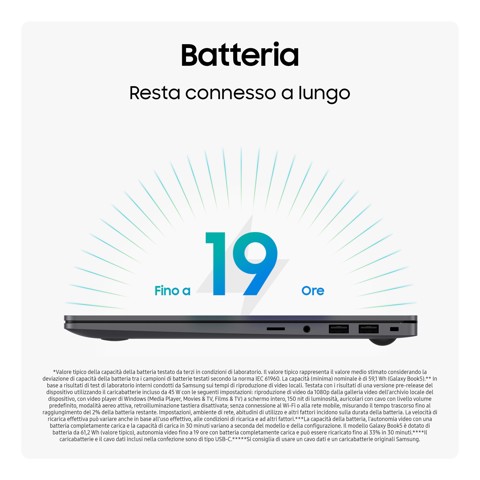 Samsung Galaxy Book5 Intel Core Ultra 7 255U Computer portatile 39,6 cm (15.6") Full HD 32 GB LPDDR5x-SDRAM 1 TB SSD Wi-Fi 6 (802.11ax) Windows 11 Home Grigio