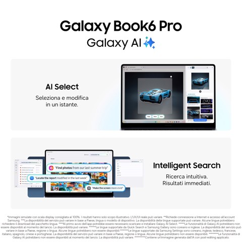 Samsung Galaxy Book6 Pro (16", Ultra 7 356H, 32GB), Copilot+PC, lntel® Core™ Ultra 7 processor 356H, 1TB, Portatile, Batteria fino a 30 ore*, Design sottile, Dynamic AMOLED 2X display, Touchscreen, Touchpad Aptico, Galaxy Al, Gray