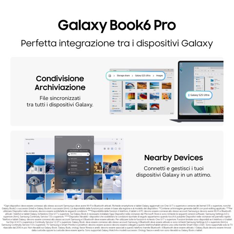 Samsung Galaxy Book6 Pro (16", Ultra 7 356H, 32GB), Copilot+PC, lntel® Core™ Ultra 7 processor 356H, 1TB, Portatile, Batteria fino a 30 ore*, Design sottile, Dynamic AMOLED 2X display, Touchscreen, Touchpad Aptico, Galaxy Al, Gray