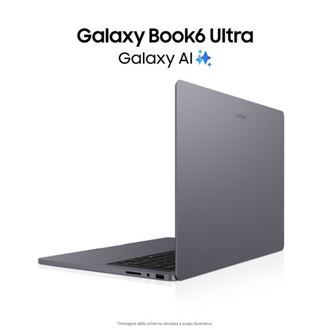 Samsung Galaxy Book6 Ultra (16", Ultra 7 356H, 32GB), Copilot+PC, NVIDIA® GeForce RTX™ 5060, Processore lntel® Core™ Ultra 7 356H, 1TB, Portatile, Batteria fino a 30 ore*, Dynamic AMOLED 2X, Touchscreen, Touchpad Aptico, Galaxy Al, Gray