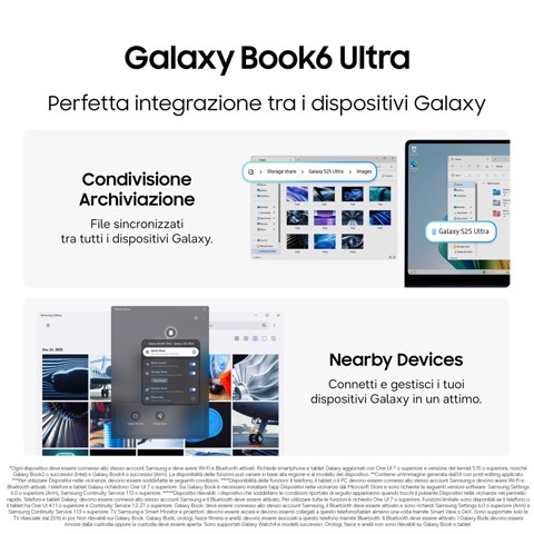 Samsung Galaxy Book6 Ultra (16", Ultra 7 356H, 32GB), Copilot+PC, NVIDIA® GeForce RTX™ 5060, Processore lntel® Core™ Ultra 7 356H, 1TB, Portatile, Batteria fino a 30 ore*, Dynamic AMOLED 2X, Touchscreen, Touchpad Aptico, Galaxy Al, Gray