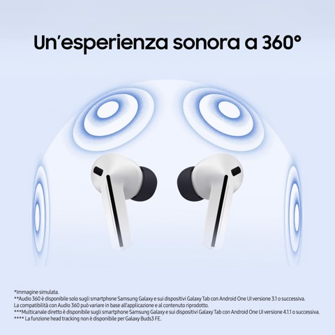 Samsung Galaxy Buds3 FE, Auricolari Wireless, Audio 360, Gemini AI, Gray
