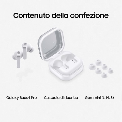 Samsung Galaxy Buds4 Pro, White, ANC migliorata, AI
