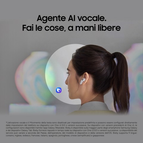 Samsung Galaxy Buds4 Pro, White, Corpo in metallo, Altoparlante a 2 vie e doppio amplificatore, Chiamate cristalline, Audio a 360°, ANC migliorata, Controllo adattivo del rumore, Connessione senza interruzioni e One UI, AI pronto ai comandi vocali