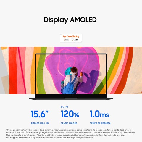 Samsung Galaxy Chromebook Plus, display 15.6", Intel Core 3, RAM 8GB, 256GB, Neptune Blue, Chrome OS