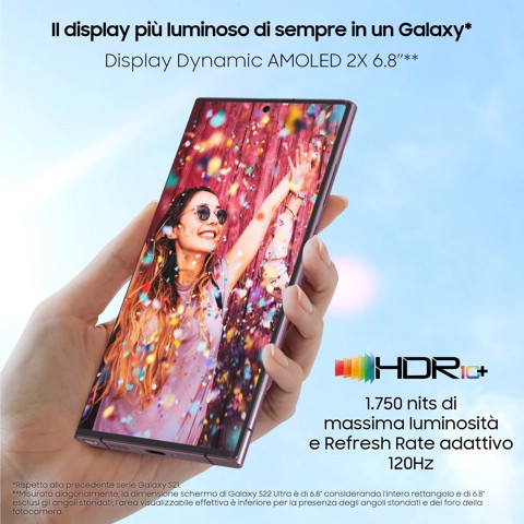 Samsung Galaxy S22 Ultra 5G Display 6.8'' Dynamic AMOLED 2X, 5 fotocamere, RAM 12 GB, 256 GB, 5.000mAh, Phantom Black