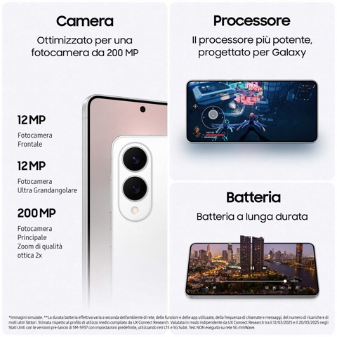 Samsung Galaxy S25 Edge, Smartphone AI, Display 6.7'' QHD+ Dynamic AMOLED 2X, Fotocamera 200MP, RAM 12GB, 256GB, 3.900 mAh, Titanium Silver