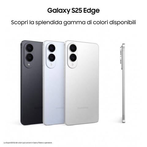 Samsung Galaxy S25 Edge, Smartphone AI, Display 6.7'' QHD+ Dynamic AMOLED 2X, Fotocamera 200MP, RAM 12GB, 256GB, 3.900 mAh, Titanium Jetblack