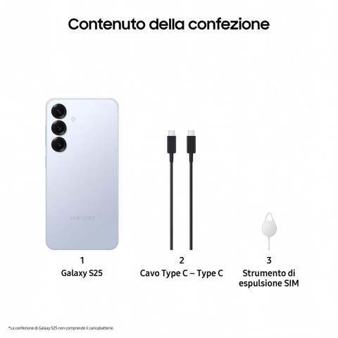 Samsung Galaxy S25 Smartphone AI, Display 6.2'' FHD+ Dynamic AMOLED 2X, Fotocamera 50MP, RAM 12GB, 128GB, 4.000 mAh, Icyblue