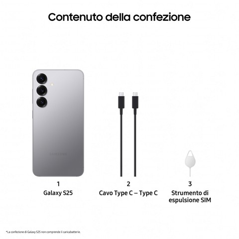 Samsung Galaxy S25 Smartphone AI, Display 6.2'' FHD+ Dynamic AMOLED 2X, Fotocamera 50MP, RAM 12GB, 128GB, 4.000 mAh, Silver shadow