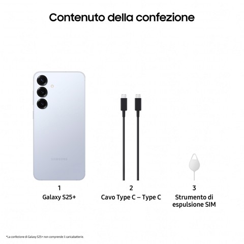 Samsung Galaxy S25+ Smartphone AI, Display 6.7'' QHD+ Dynamic AMOLED 2X, Fotocamera 50MP, RAM 12GB, 512GB, 4.900 mAh, Icyblue