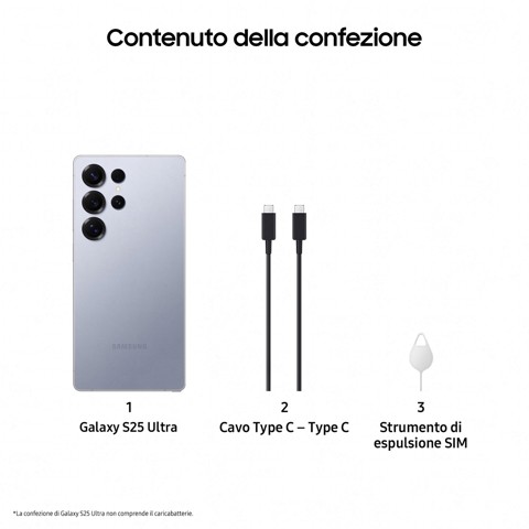 Samsung Galaxy S25 Ultra Smartphone AI, Display 6.9'' QHD+ Dynamic AMOLED 2X, Fotocamera 200MP, RAM 12GB, 256GB, 5.000 mAh, Titanium Silverblue