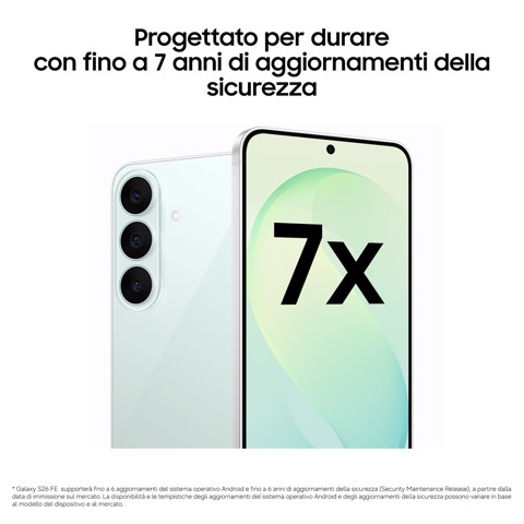 Samsung Galaxy S26 FE, 256GB, Blueberry, AI, Camera 50MP, Assistente Foto, My FanCam, Video con Blocco Orizzontale, Batteria 4900 mAh, RAM 8GB
