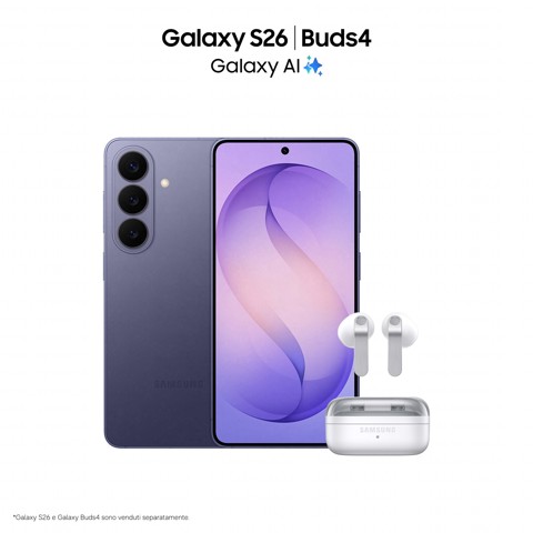 Samsung Galaxy S26 Smartphone AI, 256GB, Processore avanzato, Assistente Foto, Creative Studio, Camera 50 MP, 4300 mAh, Cobalt Violet