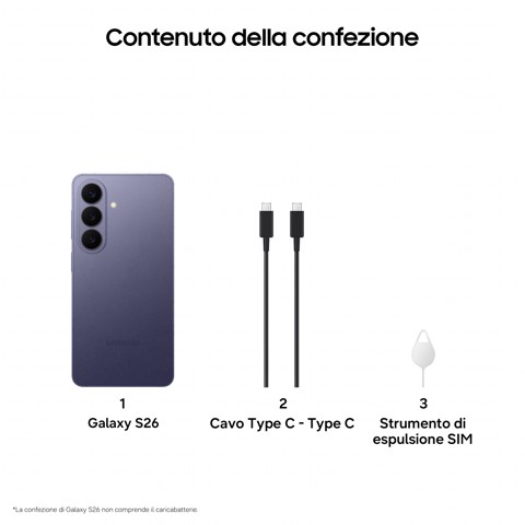 Samsung Galaxy S26 Smartphone AI, 256GB, Processore avanzato, Assistente Foto, Creative Studio, Camera 50 MP, 4300 mAh, Cobalt Violet