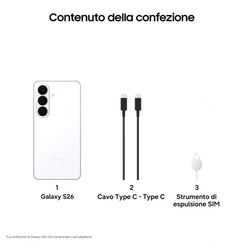 Samsung Galaxy S26 Smartphone AI, 512GB, Processore avanzato, Assistente Foto, Creative Studio, Camera 50 MP, 4300 mAh, White