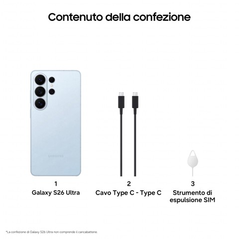 Samsung Galaxy S26 Ultra Smartphone AI, 256GB, Privacy Display integrato, Processore potente, Assistente Foto, Camera 200 MP, 5000 mAh, Sky Blue