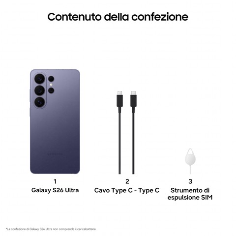 Samsung Galaxy S26 Ultra Smartphone AI, 512GB, Privacy Display integrato, Processore potente, Assistente Foto, Camera 200 MP, 5000 mAh, Cobalt Violet