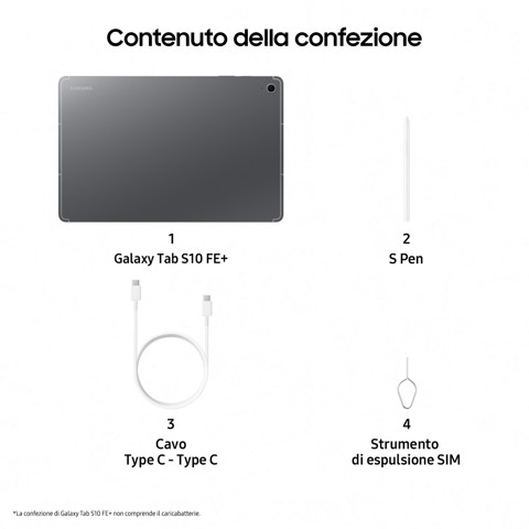 Samsung Galaxy Tab S10 FE+, Android Tablet, Display 13.1"LCD, Wifi, RAM 8GB, 128GB, 10.090 mAh, S Pen, Android 15, IP68, Gray