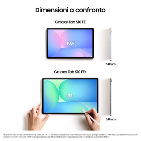 Samsung Galaxy Tab S10 FE, Tablet Android, Display 10.9" LCD, Wifi, RAM 12GB, 256GB, 8.000 mAh, S Pen, Android 15, IP68, Gray