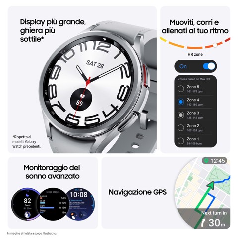 Samsung Galaxy Watch6 Classic Smartwatch Fitness Tracker Ghiera Interattiva in Acciao Inox 43mm Graphite