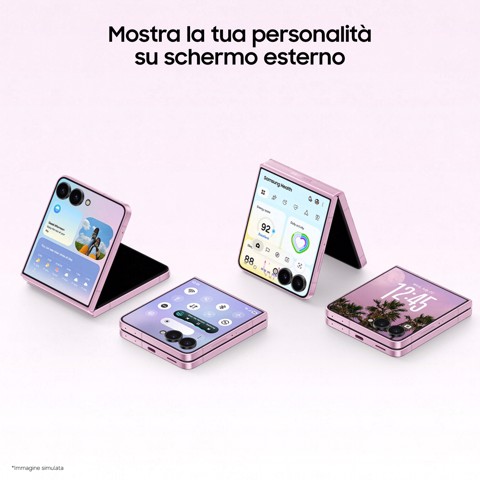 Samsung Galaxy Z Flip8, 256GB, Pink, Selfie Camera 50MP, Now Brief, Assistente Foto, FlexWindow Personalizzata, Batteria 4300 mAh, RAM 12GB