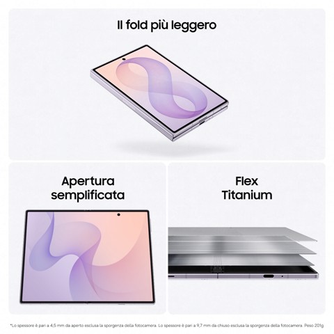 Samsung Galaxy Z Fold8, 256GB, Graphite, Nuovo formato, Rapporto Display Esterno 10:16 | Interno 4:3, Processore Potente, 4800 mAh, RAM 12GB, Camera 50MP, Now Nudge, Assistente Foto