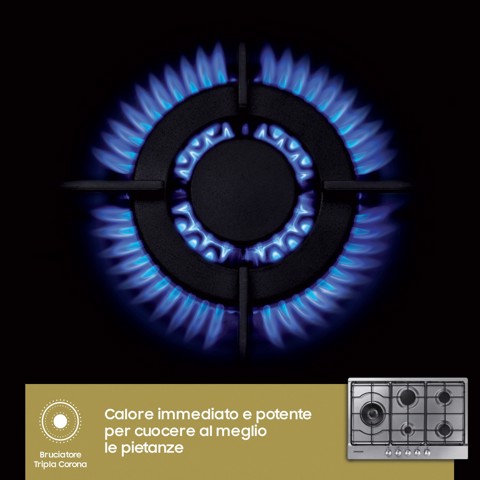 Samsung NA75M3130AS Piano cottura a gas 75cm 5 bruciatori, Inox
