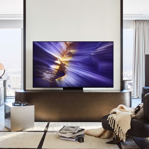 Samsung OLED AI TV 55" QE55S90FAEXZT 4K, Processore NQ4 AI Gen3, 4K AI Upscaling Pro, Schermo antiriflesso, OLED HDR, Dolby Atmos & OTS Lite, Laser Slim Design, Vision AI Smart TV, 2025