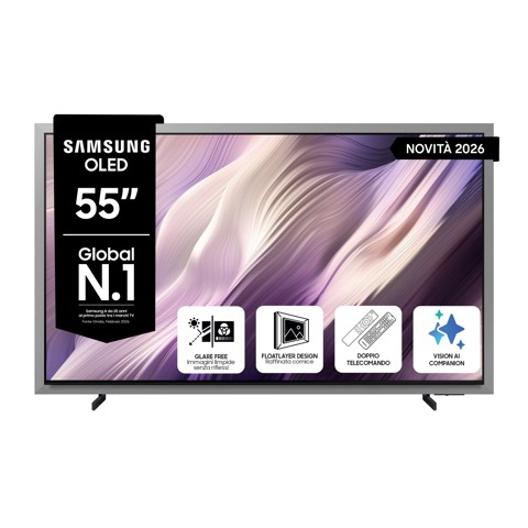 Samsung OLED AI TV 55" QE55S99HATXZT 4K, Processore NQ4 AI Gen3, 4K AI Upscaling Pro, Glare Free, OLED HDR Pro, Motion Xcelerator 165Hz, Dolby Atmos & OTS+, FloatLayer Design, Vision AI Smart TV, 2026