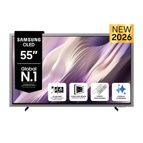 Samsung OLED AI TV 55" QE55S99HATXZT 4K, Processore NQ4 AI Gen3, 4K AI Upscaling Pro, Glare Free, OLED HDR Pro, Motion Xcelerator 165Hz, Dolby Atmos & OTS+, FloatLayer Design, Vision AI Smart TV, 2026