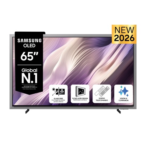 Samsung OLED AI TV 65" QE65S99HATXZT 4K, Processore NQ4 AI Gen3, 4K AI Upscaling Pro, Glare Free, OLED HDR Pro, Motion Xcelerator 165Hz, Dolby Atmos & OTS+, FloatLayer Design, Vision AI Smart TV, 2026
