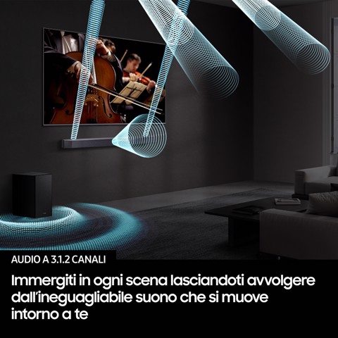 Samsung Q-series Soundbar HW-Q600F/ZF, Audio 3.1.2 canali , Wireless Dolby Atmos, 2025