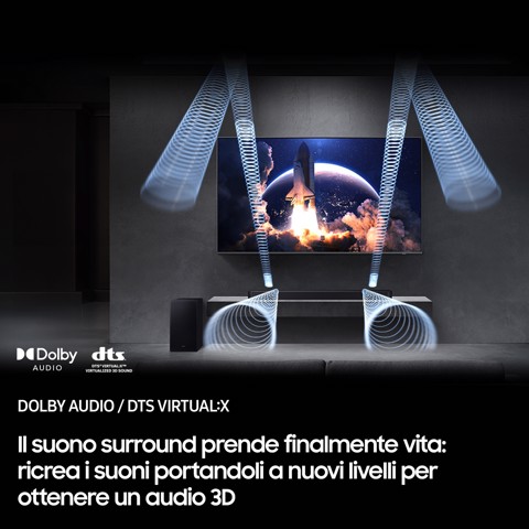Samsung Q-series Soundbar HW-Q600F/ZF, Audio 3.1.2 canali , Wireless Dolby Atmos, 2025