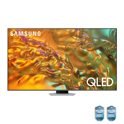 Samsung Q80D TV QLED 4K 55” QE55Q80DATXZT Smart TV Wi-Fi Eclipse Silver 2024, Processore NQ4 AI GEN2, 4K AI Upscaling, Simple Chamfer Design, Dolby Atmos