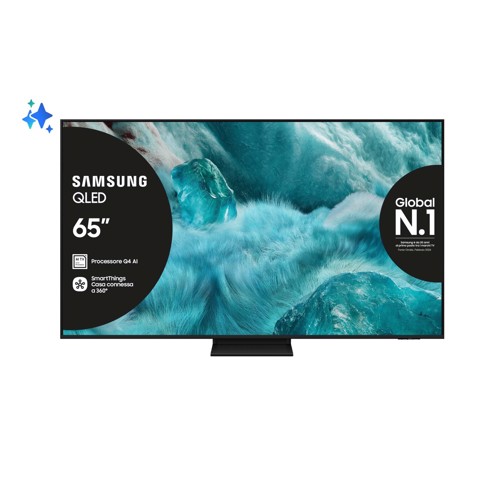 Samsung QLED AI TV 65" QE65Q7F5AUXZT 4K, Processore Q4 AI, 4K Upscaling, Color Booster Pro, OTS Lite, Air Slim Design, Vision AI Smart TV, 2025