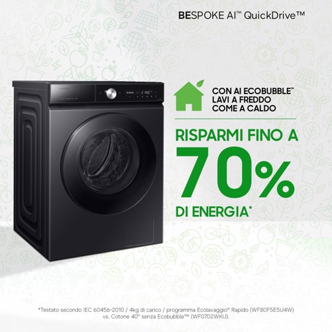 Samsung QuickDrive 8000 Series WW90DB8U95GB lavatrice Caricamento frontale 9 kg 1400 Giri/min Nero