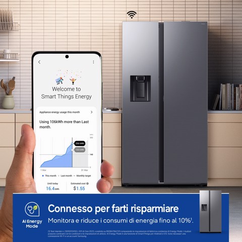 Samsung RS80F67KCTEF frigorifero side-by-side Libera installazione 634 L Acciaio inox