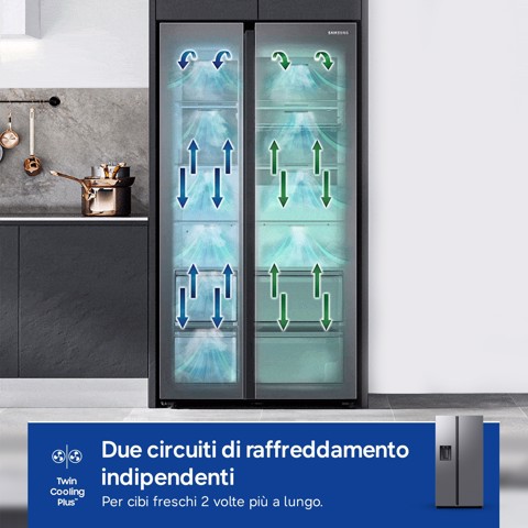 Samsung RS80F67KCTEF frigorifero side-by-side Libera installazione 634 L Acciaio inox