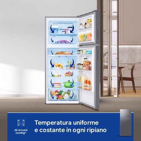 Samsung RT38CG6624S9 frigorifero Doppia Porta EcoFlex AI Libera installazione con congelatore Wifi 393 L Classe E, Inox