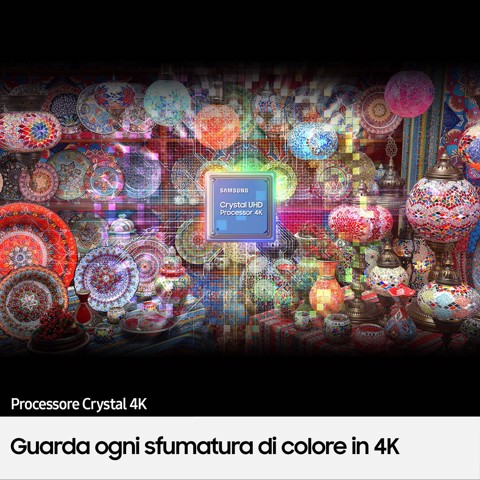 Samsung Series 8 TV Crystal UHD 4K 50” UE50BU8070 Smart TV Wi-Fi Black 2022, Processore Crystal 4K, HDR, Colori reali, Suono ottimizzato