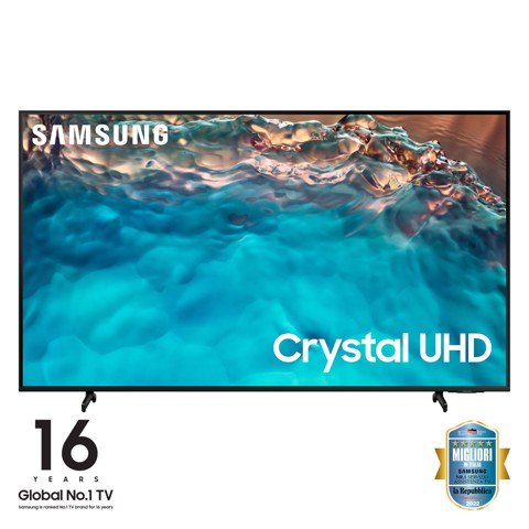 Samsung Series 8 TV Crystal UHD 4K 65” UE65BU8070 Smart TV Wi-Fi Black 2022, Processore Crystal 4K, HDR, Colori reali, Suono ottimizzato